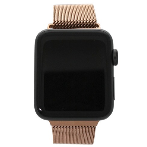 Casati - Milano Apple Watch Leather Band Matt Black | Watch Bands Small (38mm - 40mm - 41mm) / Rose Gold Plated / Black