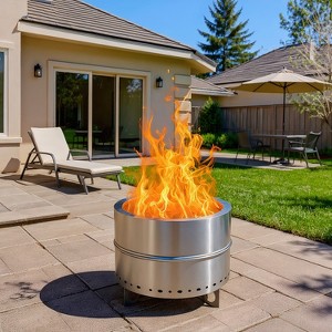 Resenkos 19.3in Smoke-Free Firepit with Silver Finish, Efficient Burn System for Backyard Gatherings, Portable and Safe Design， Silver - 1 of 1