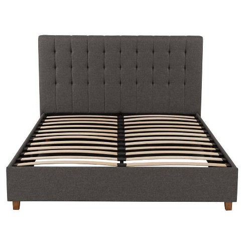 Queen Eve Upholstered Bed Gray Linen - Room & Joy : Target