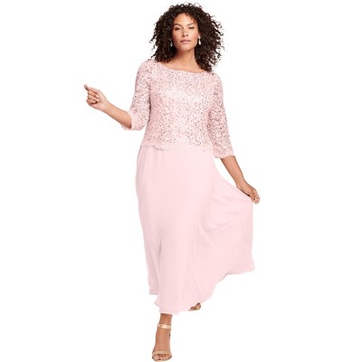 Roaman's Women's Plus Size Petite Lace Popover Gown