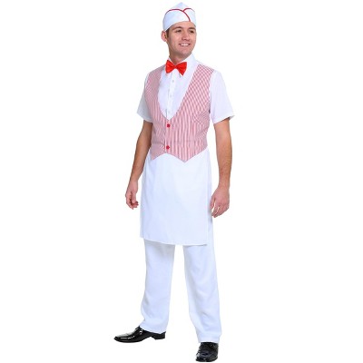 Adult 50 s Car Hop Costume Decade Halloween Costumes Adult Mens Red White S Fun Costumes