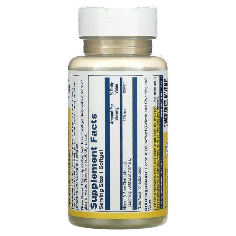 Solaray Super Bio Vitamin D-3, 125 mcg, 120 Softgels, 2 of 3
