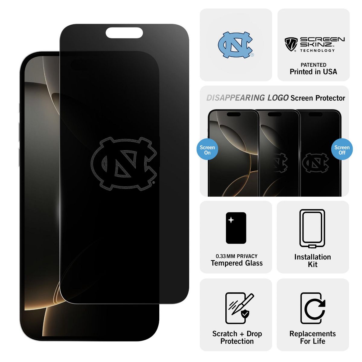 Screen Skinz North Carolina Tar Heels (UNC) Privacy Screen Protector - thumbnail 3