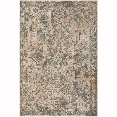 Geometric Gray Synthetic 4' x 6' Easy-Care Area Rug