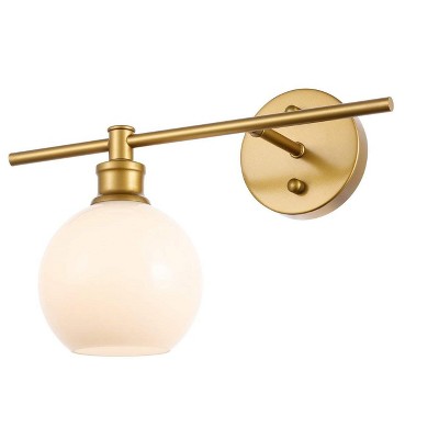 Elegant Lighting Collier 1 light Brass and Frosted white glass left Wall sconce
