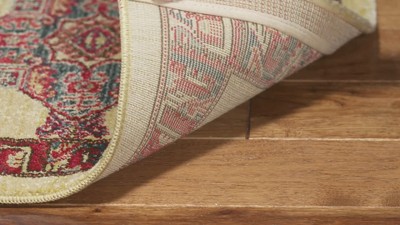 Mahal Red and Cream Synthetic Rectangular Area Rug