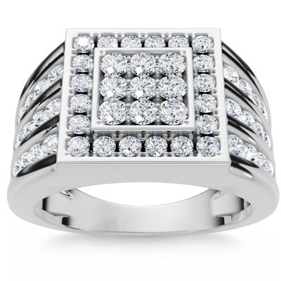 Pompeii3 1Ct TW Diamond Men's Anniversary Wedding Ring High Polished Band 10k White Gold