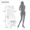 Makeup Vanity Desk with Mirror & Adjustable LED Lights, Built-in Power Outlet, Includes padded stool & Shelf - 3 of 4