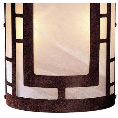 Nutmeg Bronze Cylinder Sconce with Etched Marble Glass