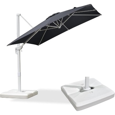 PURPLE LEAF Patio Umbrella White Cantilever Offset Umbrella Square Outdoor Umbrella with 360-degree Rotation for Garden Deck Pool