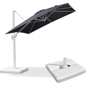 PURPLE LEAF Patio Umbrella White Cantilever Offset Umbrella Square Outdoor Umbrella with 360-degree Rotation for Garden Deck Pool - 1 of 4
