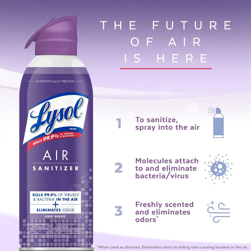 Lysol Air Sanitizing Spray - Light Breeze - 10oz, 6 of 14