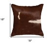 HomeRoots Set of Two 18" Brown And White Cowhide Throw Pillows - 3 of 4