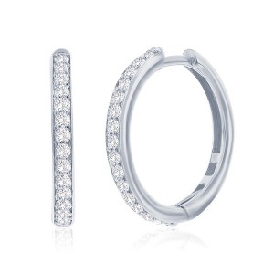 Diamonds D'Argento Sterling Silver, 0.47cttw Lab-grown Diamond, 19mm Hoop Earrings - (32 Stones) - Silver - 1 of 2