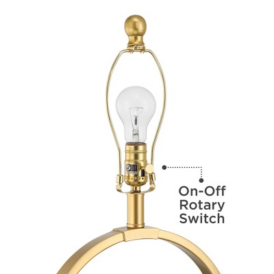 Gold Finish Metal Table Lamp with White Fabric Shade