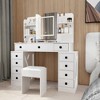 Vanity Desk With Mirror And 3 Modes Lights, Dressing Table With Open Shelves, 11 Drawer, 1 Makeup Stool, Vanity Desk And Stool Set For Dressing Room - 2 of 4