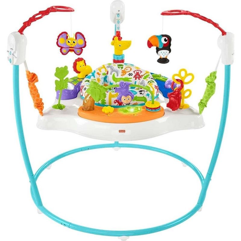 Fisher-Price Colorful Light Up Comfy Animal Activity Baby Jumperoo Bouncer Toy, 1 of 6