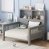 Twin Size Platform Bed Crib Bed Frame with Storage Headboard & Safety Guardrails, Pull-Out Playpen & Convertible Sofa - ModernLuxe - 2 of 4