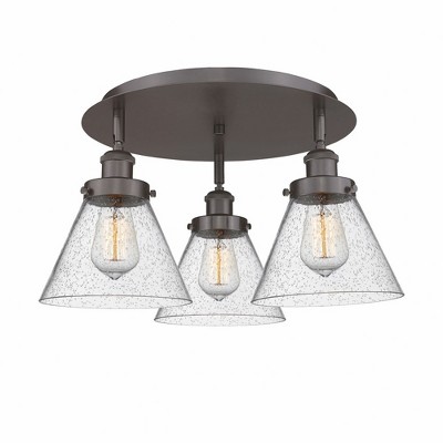 Cone - 3 Light Flush Mount In Art Deco Style-9.5 Inches Tall and 19.5 Inches Wide