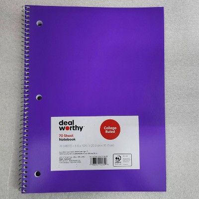 Subject Spiral Notebook College Ruled - Dealworthy™