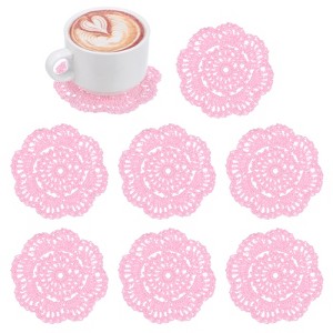 Unique Bargains Round Handmade Crochet Cotton Cup Coaster Placemats Home Decoration - 1 of 4