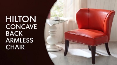 Sunset Orange Faux Leather Armless Accent Chair