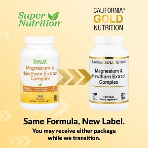 California Gold Nutrition Magnesium & Hawthorn Extract Complex with Taurine, Coleus forskohlii Extract, and Hops, 180 Tablets - 1 of 4