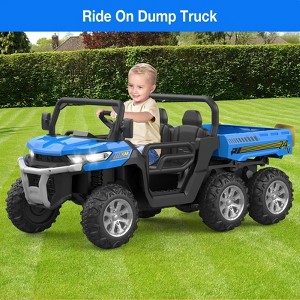 2-Seater Ride-On Dump Truck –6-Wheel Car with Functional Dump Bed for Big Kids - 1 of 4