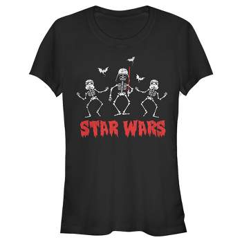 Juniors Womens Star Wars Halloween Vader Skeletons T-Shirt