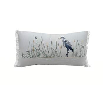 RightSide Designs Blue Heron on Grey Throw Pillow Indoor Cotton Lumbar Throw Pillow