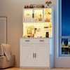 Vlsrka Kitchen Pantry Cabinet with Auto Sensor Light and Storage Cabinet with Ports,White - 2 of 4