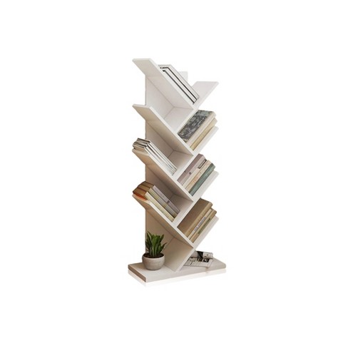 Costway 8-shelf Bookcase Freestanding Tree Shelf Display Storage Stand  White : Target