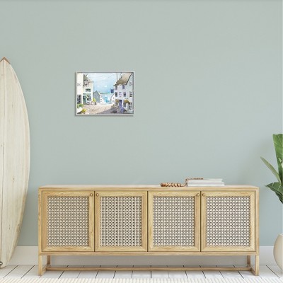 Gray Framed Coastal Town Seaport Sailboats Canvas Print, 20" x 16"