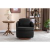 30.3'' Linen Fabric Swivel Accent Chair with Ergonomic Design and Solid Wood Round Base for Living Room, Bedroom - 3 of 4