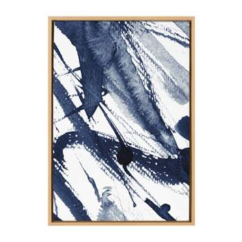 Kate & Laurel All Things Decor 31.5"x41.5" Sylvie Indigo Watercolor Framed Wall Art by Amy Peterson Modern Blue Abstract Wall Art