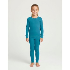 City Threads Girls USA-Made Soft & Cozy Thermal Long Johns 2-Piece Set - Warm Base Layer & Loungewear - 1 of 4
