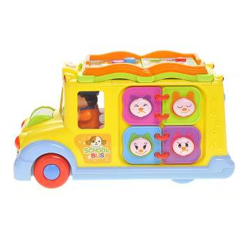 Insten Learning School Bus Toy With Flashing Lights & Sounds for Toddlers Education