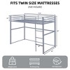 MAYEERTY Twin Size Metal Loft Bed, Loft Bed Frame with Safety Guard Rails & Flat Ladder, for Kids Teens Adults, Gray - 4 of 4
