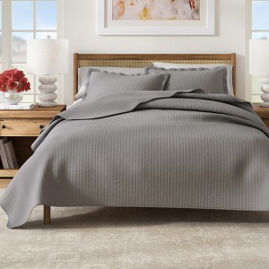 Great Bay Home Detailed Channel Stitch All-Season Reversible Quilt Set With Shams - 1 of 4