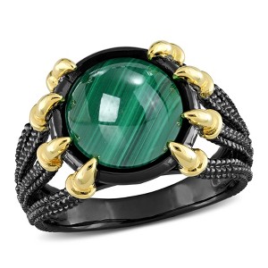 EVERLY JEWELRY | Yellow Plated Sterling Silver and Black Rhodium Plated 6ct TGW c Roped Split-Shank Cocktail Ring - 1 of 4