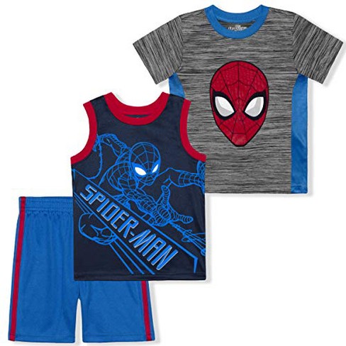 Marvel Boy's Avengers Graphic Printed 3 Piece Activewear, Shirt, Tank Top, and Shorts Set for toddler - image 1 of 4