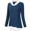 Women's Mock Neck Long Sleeve Contrast Collared Shirts Patchwork Work Blouse Ruffled Tops Slim Fit Tops for Women - 2 of 3