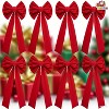 Joyfy 8 Pack 26" Christmas Red Velvet Bows, Christmas Decorative Bows for for Wreath Tree Indoor Outdoor Decorations - 2 of 4