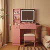 CuisinSmart Makeup Vanity Set, Makeup Desk with 3 Lighting Modes, Drawers & Storage Shelves, Storage Stool, Dressing Table for Bedroom - 2 of 4