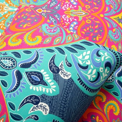 King Turquoise and Navy Cotton Boho Chic Duvet Cover Set