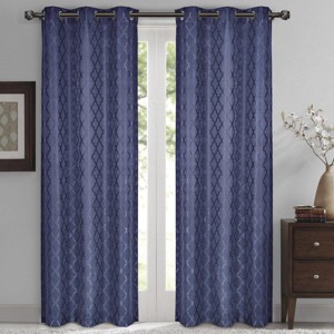 Willow Geometric Jacquard Thermal-Insulated Blackout Curtain Panels (Set of 2) - 1 of 4