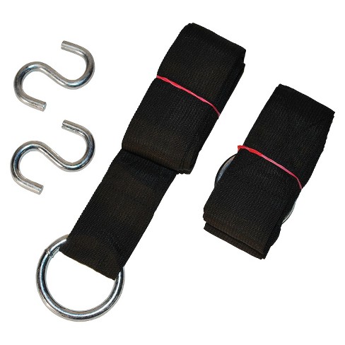 2-Piece Topeakmart Hammock Hanging Tree Straps with 2 Heavy-Duty S Hooks and Carabiners Black 