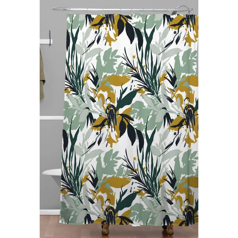 Marta Barragan Camarasa Botanical Brushstrokes Leaf Shower Curtain Green/Gold - Deny Designs, 3 of 7