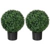 HOMCOM Artificial Boxwood Topiary Trees, Set of 2 Potted Indoor Outdoor Fake Plants for Home Office & Living Room Decor - 4 of 4