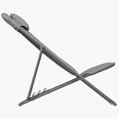 Gray Steel Adjustable Foam Padded Foldable Sling Lounge Chair